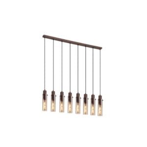 Ceiling Pendants - Searchlight Sweden II 8Lt Bar Pendant Mocha Metal & Amber Glass (88921-8MO)