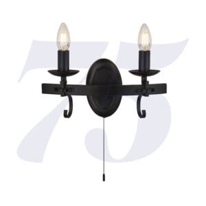 Wall Lighting - Searchlight Cartwheel III 2Lt Wall Light Black Wrought Iron (8902-2BK)