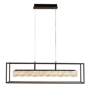 Ceiling Pendants - Searchlight Elevator LED Pendant Matt Black Frame & Crystal Centre (89562BK)