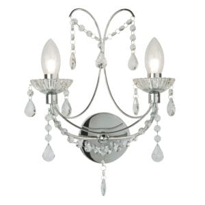 Bathroom Lighting - Searchlight Autumn 2LT Bathroom Wall Light Chrome Metal (9037-2CC)