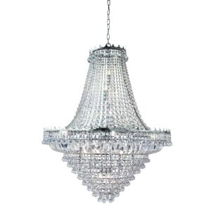 Ceiling Pendants - Searchlight Versailles 19Lt Chandelier Chrome Metal & Crystal (9112-102CC)