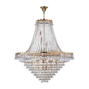 Ceiling Pendants - Searchlight Versailles 19Lt Chandelier Gold Metal & Crystal (9112-102GO)
