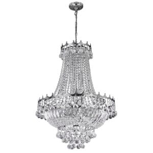 Ceiling Pendants - Searchlight Versailles 9Lt Chandelier Chrome Metal & Crystal (9112-52CC)