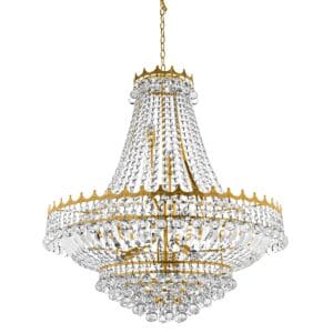 Ceiling Pendants - Searchlight Versailles 13Lt Chandelier Gold Metal & Crystal (9112-82GO)