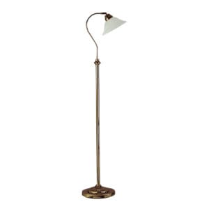 Floor Lamps - Searchlight Adjustable Floor Lamp Antique Brass Metal & Scavo Glass (9122AB)