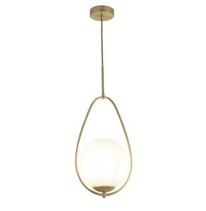 Ceiling Pendants - Searchlight Avalon Pendant Gold Metal & Opal Glass (9171-1GO)