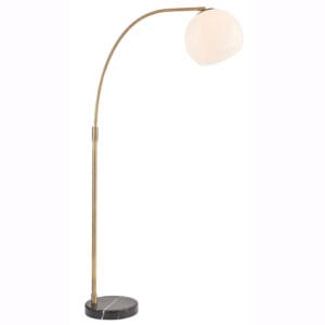 Floor Lamps - Endon Otto 1lt Floor Matt antique Brass & opal glass Non-dimmable (91744)