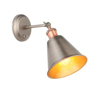 Wall Lighting - Endon Hal 1lt Wall pewter & copper Dimmable (92866)
