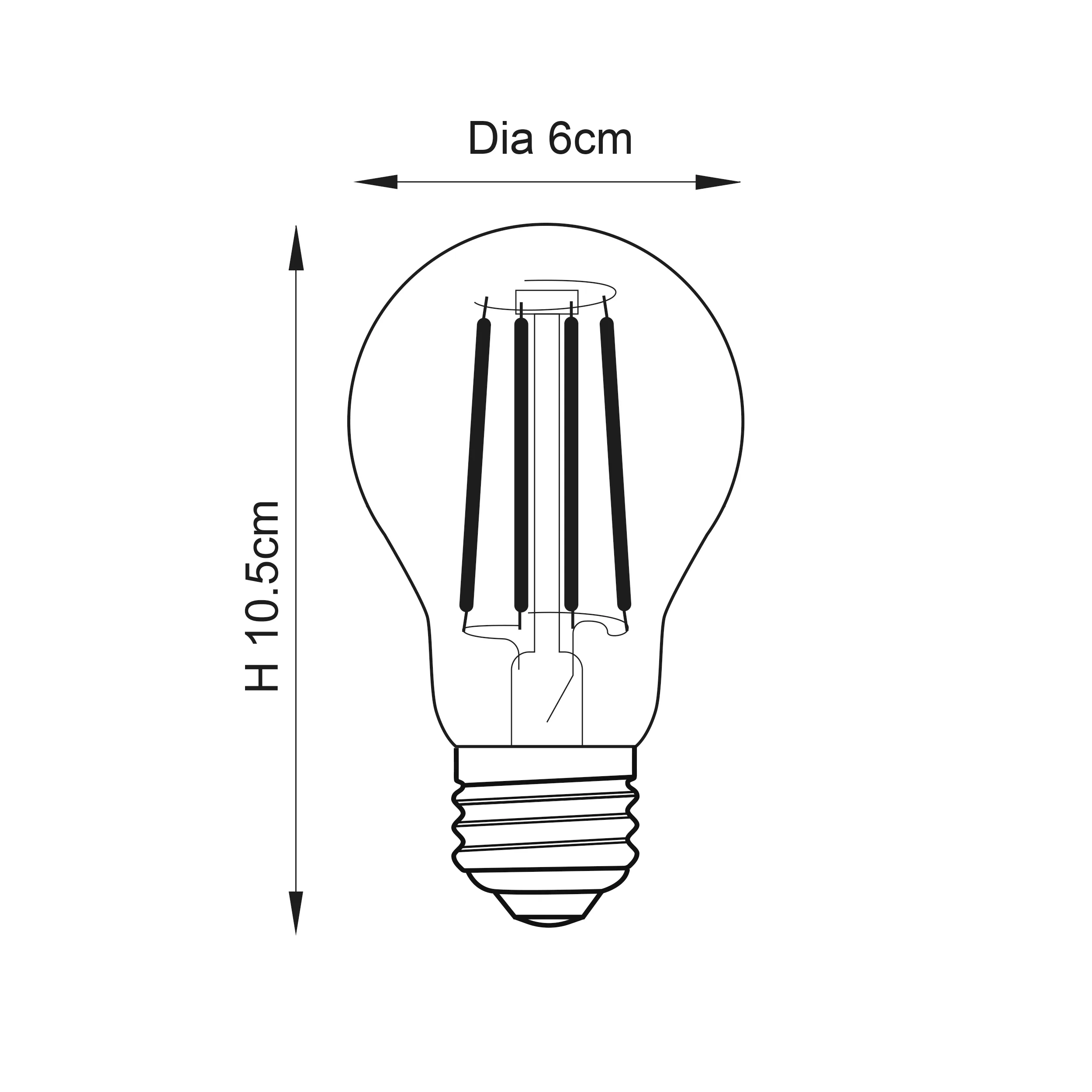 E27 Bulbs - Endon E27 LED filament GLS Dimmable (93028) - View 3