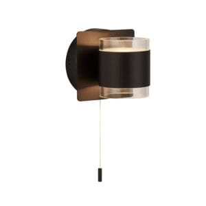 Bathroom Lighting - Searchlight Tumbler 2Lt Wall Light Black Metal & Clear Acrylic (93290-2BK)