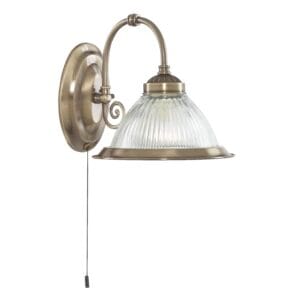 Wall Lighting - Searchlight American Diner Wall Light Antique Brass & Ribbed Glass (9341-1)