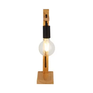Searchlight Woody Table Lamp Natural Wood & Black Metal