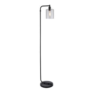 Floor Lamps - Endon Toledo 1lt Floor Matt Black & clear glass Non-dimmable (95456)