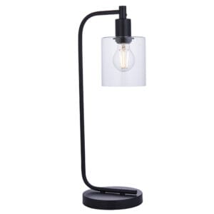 Table Lamps - Endon Toledo 1lt Table Matt Black & clear glass Non-dimmable (95457)
