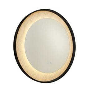 Searchlight Luxo LED Mirror Matt Black Metal with Marble Effect