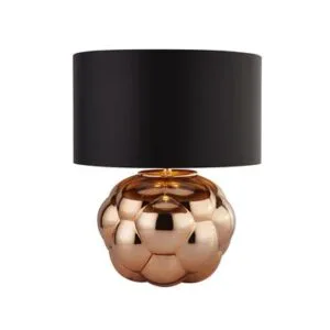 Searchlight Fizz Table Lamp Copper Glass & Black Faux Silk Shade