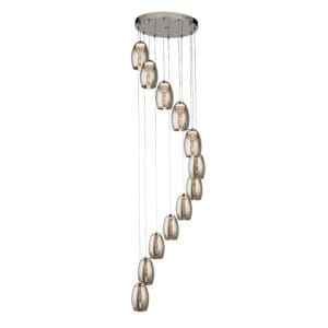 Searchlight Cyclone 12Lt MultiDrop Pendant Chrome Metal & Smoked Glass