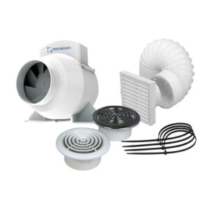 National Ventilation UMDTKLED Mixed Flow Inline Extractor Fan Kit With LED Light