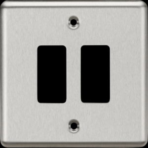 Grid Wiring Accessories - Knightsbridge Brushed Chrome 2G Grid Faceplate Rounded Edge (GDCL2BC)