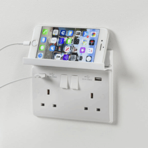 Grid Wiring Accessories - Knightsbridge White 2G Fold Away Phone Holder (2GPHW)