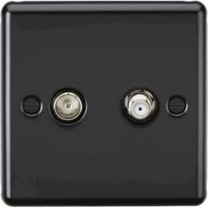 ML Accessories - Knightsbridge Matt Black TV & SAT TV Outlet (isolated) (CL014MB)