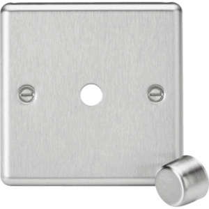 ML Accessories - Knightsbridge Raised Edge Brushed Chrome 1G Dimmer Plate with Matching Metal Dimmer Cap (CL1DIMBC)