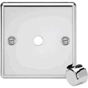 ML Accessories - Knightsbridge Polished Chrome 1G Dimmer Plate with Matching Metal Dimmer Cap (CL1DIMPC)