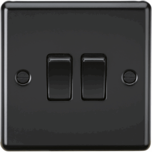 ML Accessories - Knightsbridge Matt Black 10AX 2G 2-way Switch (CL3MBB)