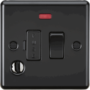 ML Accessories - Knightsbridge Matt Black 13A Switched Fused Spur Unit with Neon & Flex Outlet (CL63FMBB)