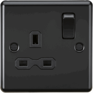 ML Accessories - Knightsbridge Matt Black 13A 1G DP Switched Socket with Insert (CL7MBB)