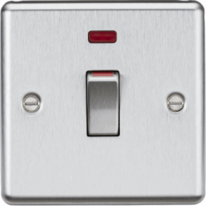 ML Accessories - Knightsbridge Raised Edge Brushed Chrome 45A DP Switch with Neon (1G size) (CL81MNBC)