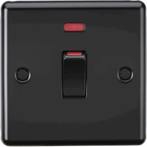 ML Accessories - Knightsbridge Matt Black 45A 1G DP Switch with Neon (CL81MNMBB)