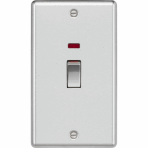 ML Accessories - Knightsbridge Raised Edge Brushed Chrome 45A DP Switch with Neon (2G size) (CL82MNBC)