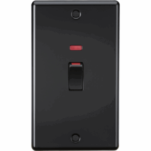 ML Accessories - Knightsbridge Matt Black 45A DP Switch with Neon (2G size) (CL82MNMBB)