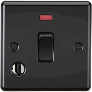 ML Accessories - Knightsbridge Matt Black 20A 1G DP Switch with Neon & Flex Outlet (CL834FMBB)