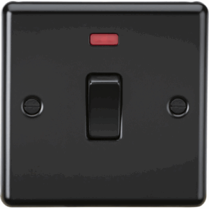 ML Accessories - Knightsbridge Matt Black 20A 1G DP Switch with Neon (CL834NMBB)