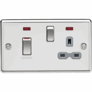 ML Accessories - Knightsbridge Polished Chrome 45A DP switch and 13A switched socket with neons with insert (CL83MNPCG)