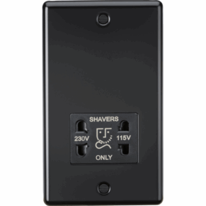 ML Accessories - Knightsbridge Matt Black 115-230V Dual Voltage Shaver Socket with Insert (CL89MB)