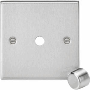 ML Accessories - Knightsbridge Brushed Chrome 1G Dimmer Plate with Matching Metal Dimmer Cap (CS1DIMBC)