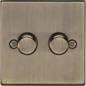 ML Accessories - Knightsbridge Antique Brass 2G 2-way 10-200W (5-150W LED) Intelligent dimmer (CS2192AB)