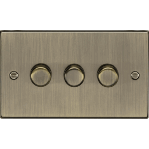 ML Accessories - Knightsbridge Antique Brass 3G 2-way 10-200W (5-150W LED) Intelligent dimmer (CS2193AB)