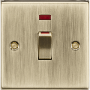 ML Accessories - Knightsbridge Antique Brass 45A DP switch with neon (1G size) (CS81MNAB)