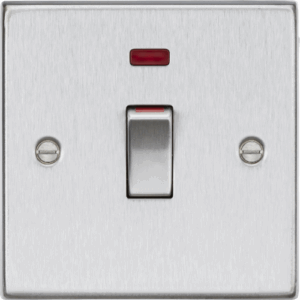 ML Accessories - Knightsbridge Brushed Chrome 45A DP switch with neon (1G size) (CS81MNBC)