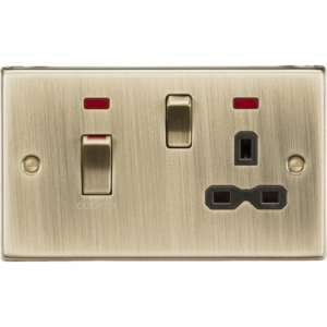 ML Accessories - Knightsbridge Antique Brass 45A DP Switch & 13A Socket with Neons with Insert (CS83MNAB)