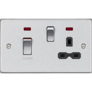 ML Accessories - Knightsbridge Brushed Chrome 45A DP Switch & 13A Socket with Neons with Insert (CS83MNBC)