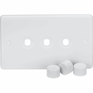 ML Accessories - Knightsbridge White Curved Edge 3G Dimmer Plate with Matching Dimmer Caps (CU3DIM)