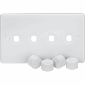 ML Accessories - Knightsbridge White Curved Edge 4G Dimmer Plate with Matching Dimmer Caps (CU4DIM)