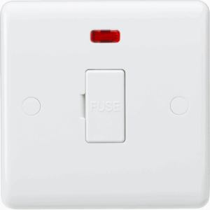 Curved Edge - Knightsbridge White 13A Fused Spur Unit with Neon and Flex Outlet from Base (CU6000NF)