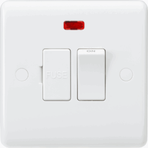 Curved Edge - Knightsbridge White 13A Switched Fused Spur Unit with Neon and Flex Outlet from Base (CU6300NF)