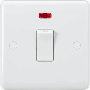 Curved Edge - Knightsbridge White 20A 1G DP Switch with Neon and Flex Outlet from base (CU8341NF)